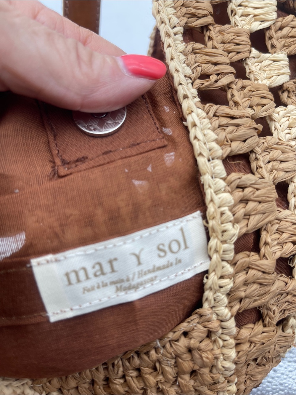 Mar Y Sol Palermo Shoulder Bag Straw Leather Strap Classic Beach Vacation - Picture 7 of 9